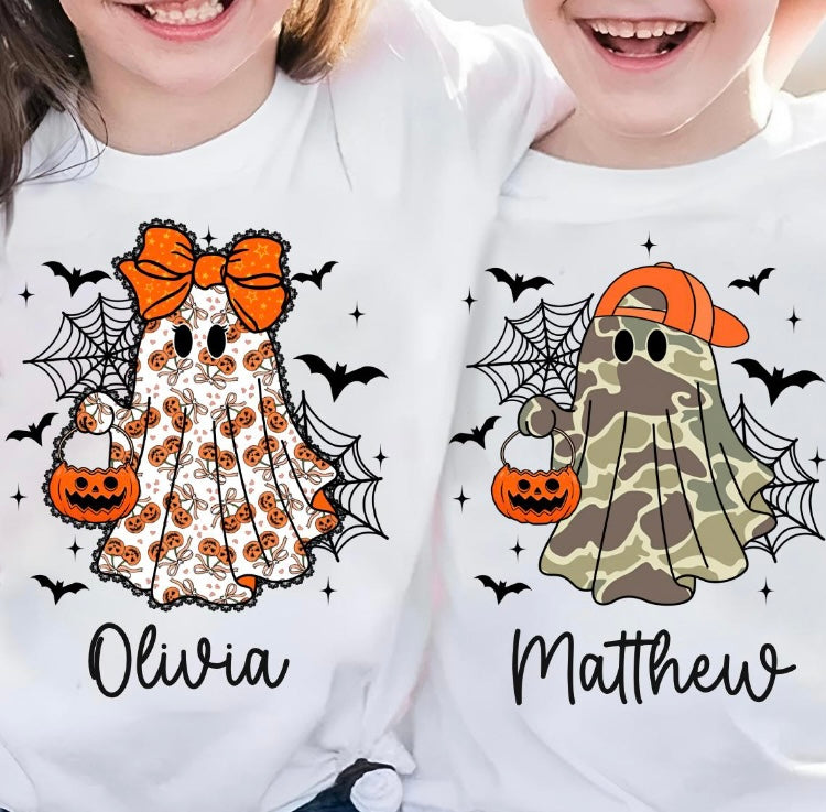 Kids Custom Ghost Name Shirts