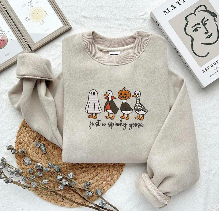 Just a spooky goose embroidered shirt