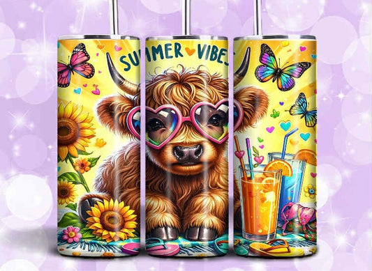 Summer Vibes Cow 20oz Tumbler