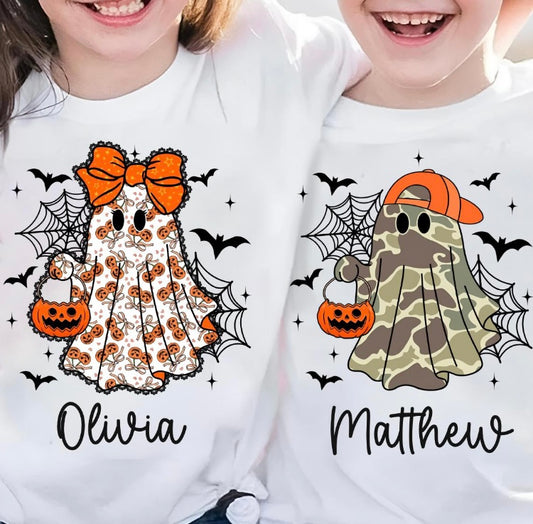 Kids Custom Ghost Name Shirts