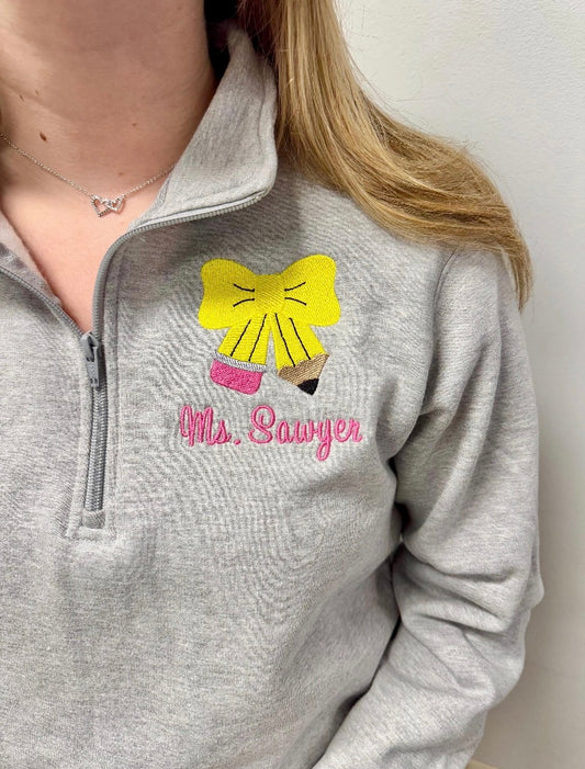 Teacher Embroidered Quarter Zip