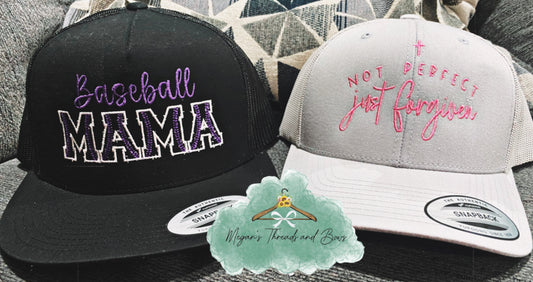 Baseball mama or not perfect just forgiven embroidered hat