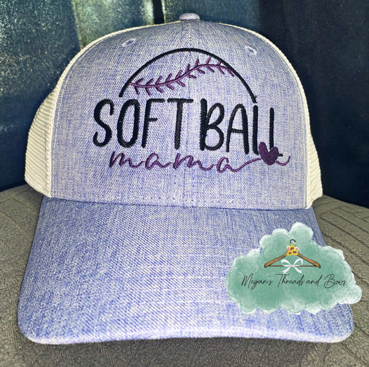Softball mama embroidered hat